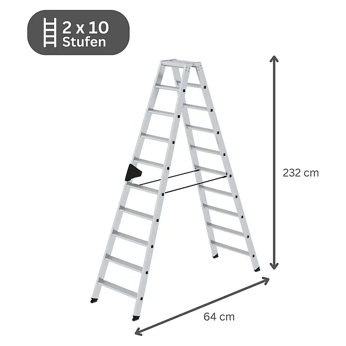 Stufen-Stehleiter beidseitig begehbar 2x10 Stufen - 