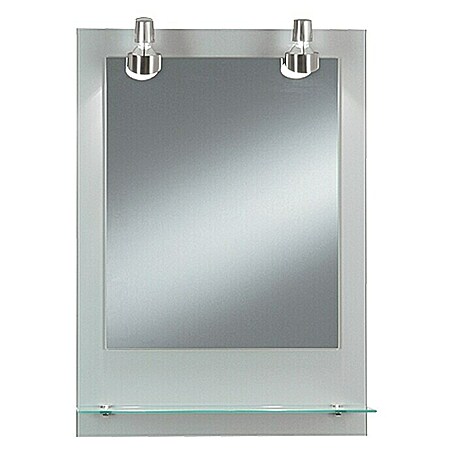 Kristall-Form Lichtspiegel Pascal (50 x 70 cm, Silber, Ablage)