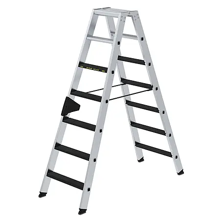 Stufen-Stehleiter 250 kg beidseitig begehbar mit clip-step R13 2x7 Stufen