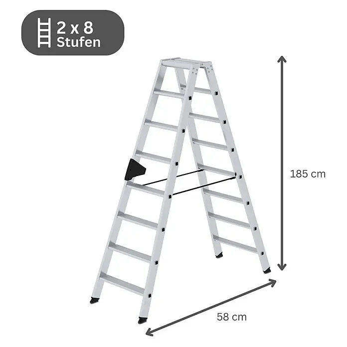 Stufen-Stehleiter beidseitig begehbar 2x8 Stufen - 