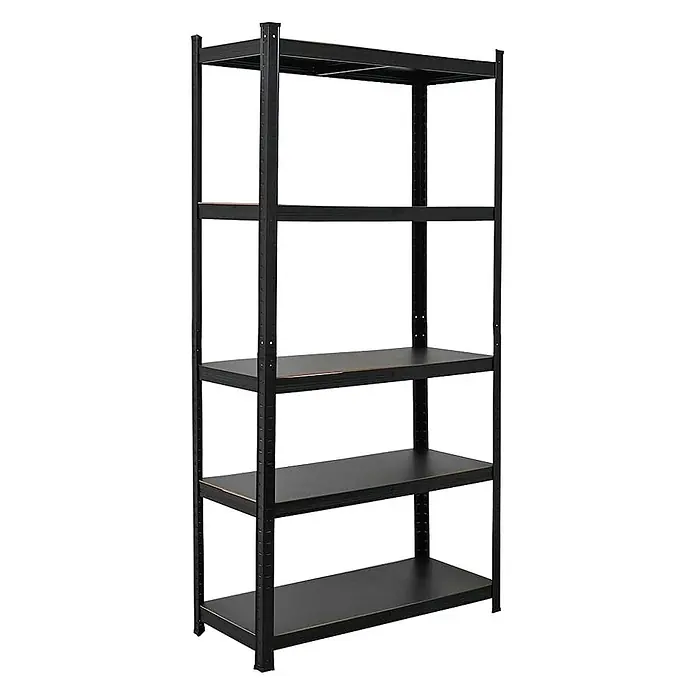 All Black Series Schwerlastregal Ragnar 180x90x40cm 100kg Matt Schwarz -  - Schwarzes Metallregal mit 5 Ablagen.