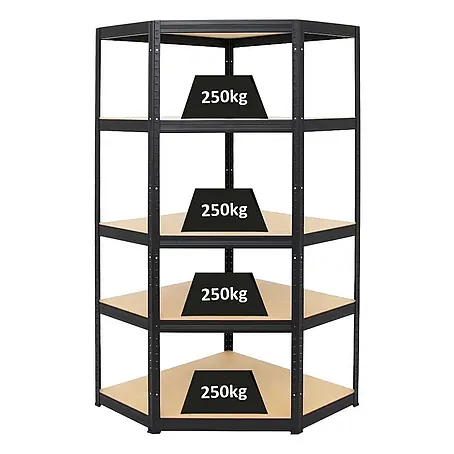 Eckregal Slim Elephant | HxBxT 180x90x45 cm | Fachlast 250kg | Schwarz