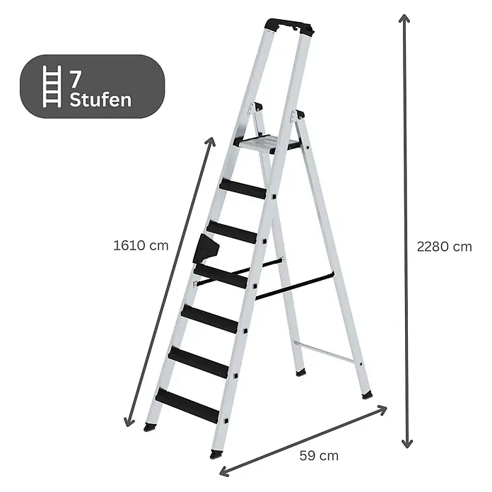 Stufen-Stehleiter einseitig begehbar mit clip-step relax 7 Stufen - 