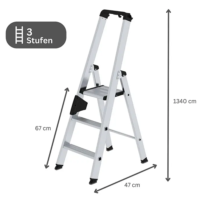 Stufen-Stehleiter einseitig begehbar 3 Stufen - 