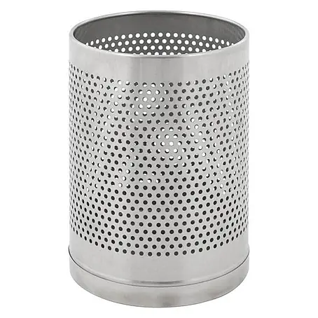 Perforierter runder Edelstahl Papierkorb |10 Liter | HxØ 29x22cm | Silber
