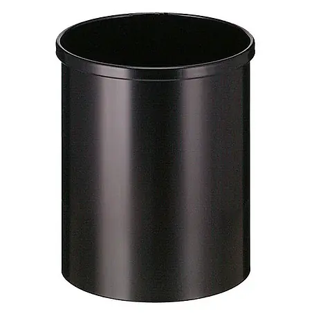 Stillvoller runder Metall Papierkorb | 15 Liter | HxØ 30,5x25,5cm | Schwarz