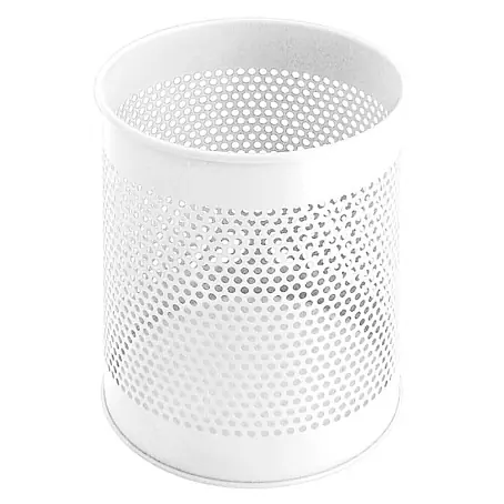 Runder perforierter Papierkorb aus Metall | 15 Liter | HxØ 32x26cm | Weiß
