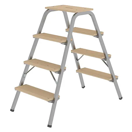 Stahl-Holz-Tritt | 2x4 Stufen | aus Stahl mit Holz-Stufen