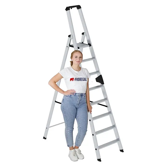 Stufen-Stehleiter einseitig begehbar 8 Stufen - 