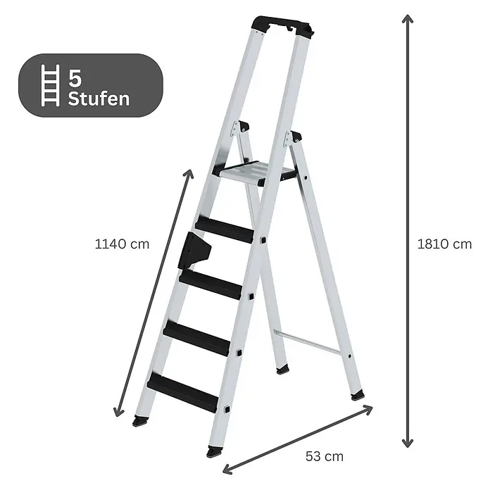 Stufen-Stehleiter einseitig begehbar mit clip-step relax 5 Stufen - 