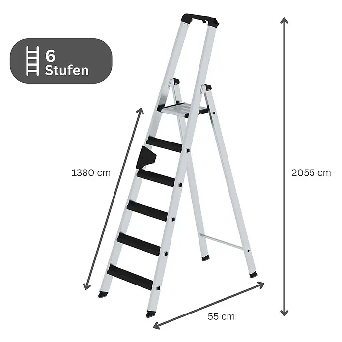 Stufen-Stehleiter einseitig begehbar mit clip-step relax 6 Stufen - 