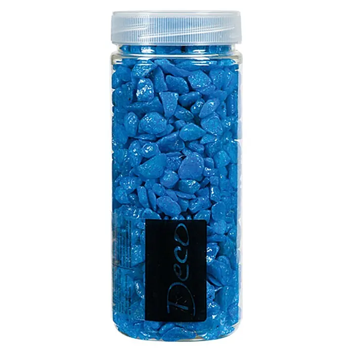 Deko-Steine - Dunkelblau, Korngröße: Ø 9 - 13 mm, 500 ml - Glas mit blauen Dekosteinen, perfekt für Bastelprojekte und dekorative Zwecke, um jedem Raum einen Farbtupfer zu verleihen.