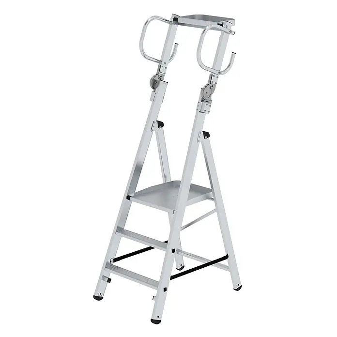 Plattformleiter steckbar | 3 Stufen | inkl. klappbaren Griffen | Aluminium - 