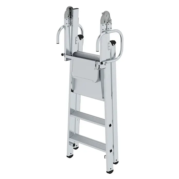 Plattformleiter steckbar | 3 Stufen | inkl. klappbaren Griffen | Aluminium - 