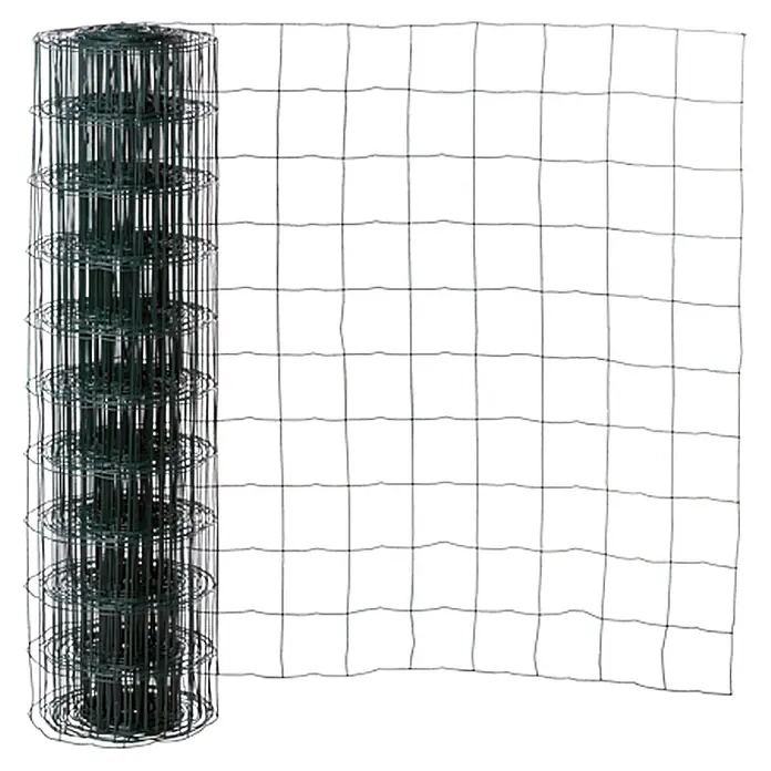 Maschendrahtzaun - Grün, L x H: 20 x 1 m - Ein grünes Drahtgeflecht auf einer Rolle. Ideal für Zäune und Gärten, um Pflanzen und Tiere zu schützen.