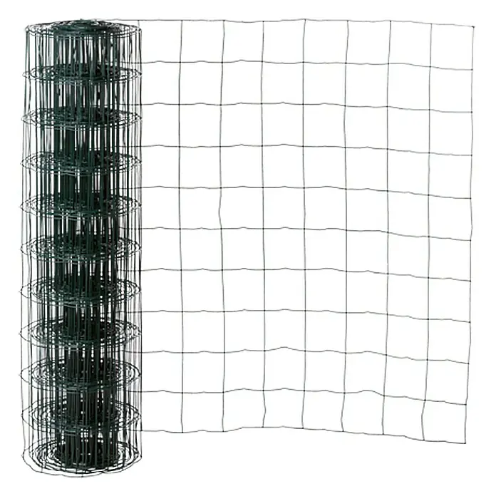 Maschendrahtzaun - Grün, L x H: 20 x 1 m - Ein grünes Drahtgeflecht auf einer Rolle. Ideal für Zäune und Gärten, um Pflanzen und Tiere zu schützen.