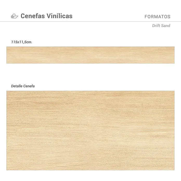Cenefa decorativa Efecto Madera - 3 pzs., L x An: 115 x 11,5 cm, Marrón, Plástico - Cenefa vinílica "Drift Sand" de 115x11,5cm con patrón de madera clara.