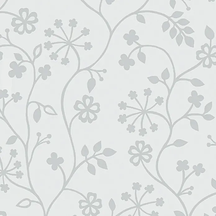 D-c-fix Static Glasfolie Tord - 150 x 45 cm, Transluzent, Statisch haftend - Elegantes Tapetenmuster mit zarten Blumen und Blattranken in einem dezenten Grauton, das eine ruhige und stilvolle Atmosphäre schafft.