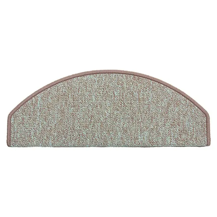 Astra Stufenmatte Camp - 28 x 65 cm, 100 % Polypropylen, Beige - Halbkreisförmige Treppenmatte mit gewebter Textur und farblich abgestimmter Umrandung, ideal für mehr Sicherheit und Komfort auf Treppen.