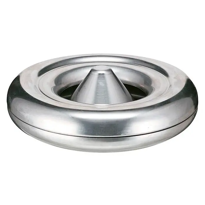 Feuerlöschender Tischaschenbecher aus Aluminium | HxØ 6x25cm | Silber -  - Rundes, poliertes silbernes Metall-Aschenbecher mit zentralem konischem Löscher.