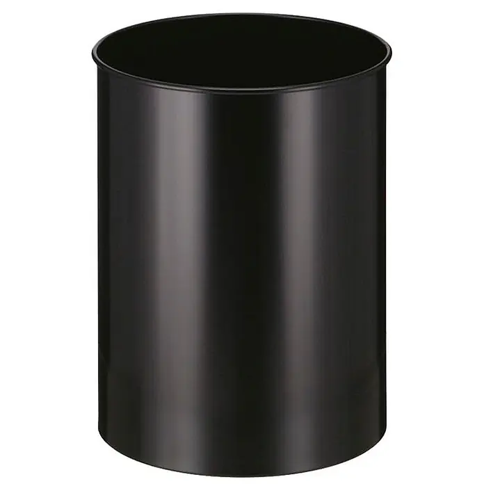 Stillvoller runder Metall Papierkorb | 30 Liter | HxØ 47x33,5cm | Schwarz -  - Schwarzer zylindrischer Abfalleimer.