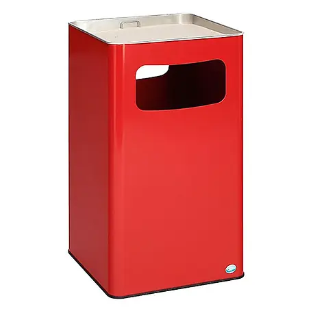 Klassischer Kombiascher eckig | HxBxT 75,5x43x43cm | Verzinkter Stahl | Rot
