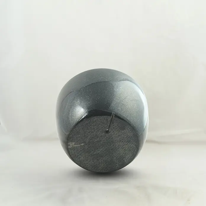 Grabschale Modern, ØxH: 24x15 cm, Granit, Schwedisch Black, Schwarz -  - Dunkelgraue, polierte Steinvase oder Apfel mit strukturierter Basis und kleinem Stiel.