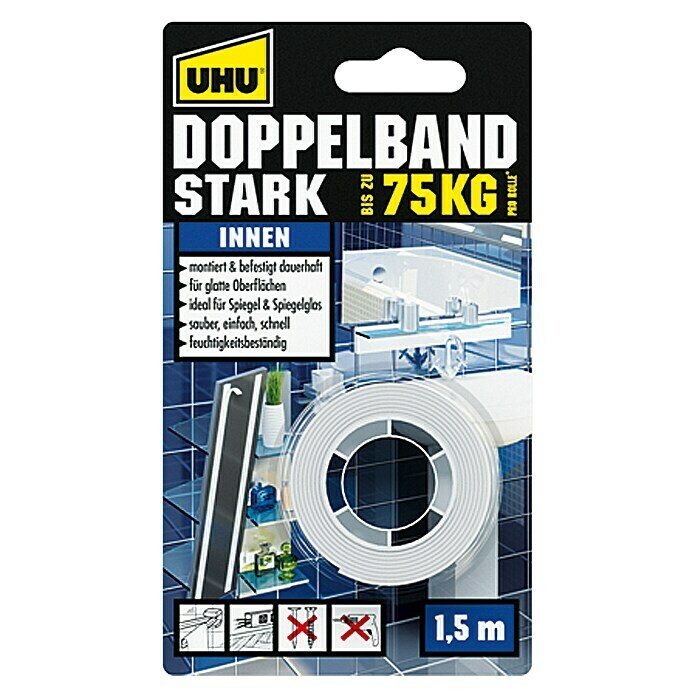 UHU Doppelband Stark Universal1,5 m x 19 mm Front View