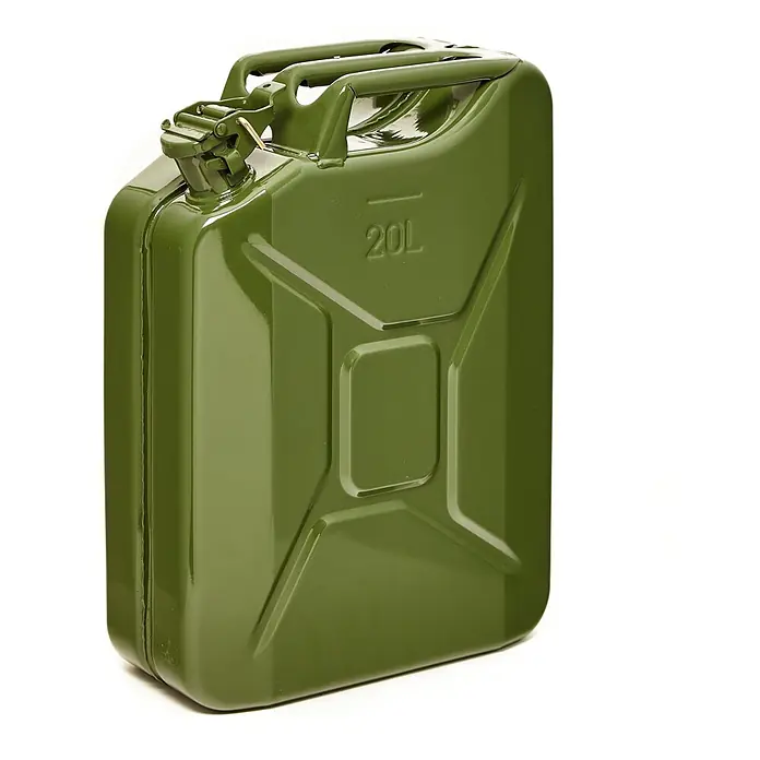 Oxid7 by BW Benzinkanister 20 l, Bajonett + Ausgießer, Olivgrün, 5 Stk -  - Grüner Metall-Benzinkanister mit 20L Fassungsvermögen und stabilem Griff.