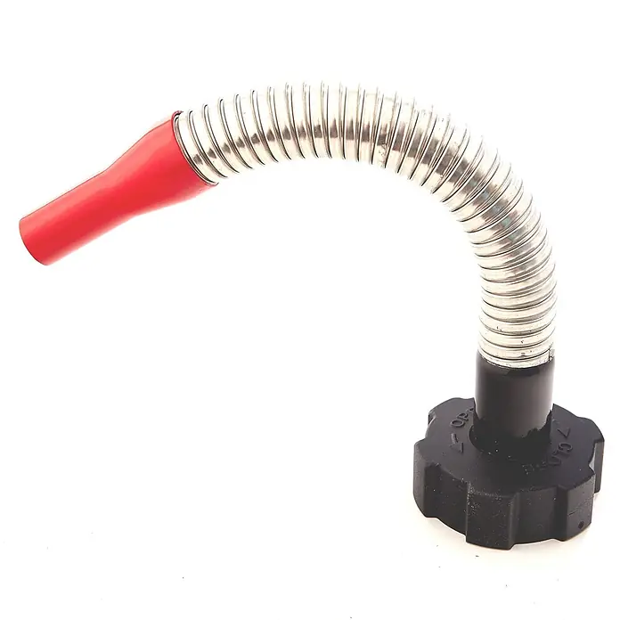 Oxid7 by BW Kraftstoffkanister 20 l + Ausgießer, Schwarz, 5 Stk. -  - Flexibler Metall-Einfüllstutzen für Benzinkanister mit roter Spitze und schwarzem Schraubverschluss.