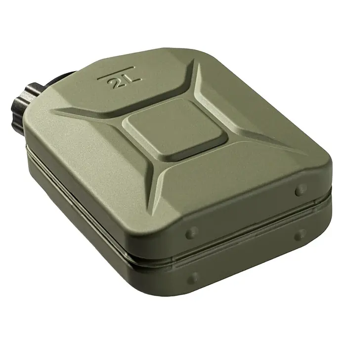 Oxid7 by BW Kraftstoffkanister Proper 2 l, Metall + Ausgießer, 2 Stk. -  - Olivgrüne 2L Kanister-Flasche mit Schraubverschluss.