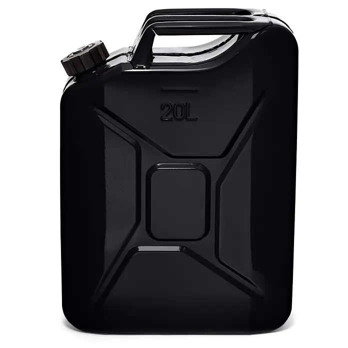 Oxid7 by BW Kraftstoffkanister 20 l + Ausgießer, Schwarz, 5 Stk. -  - Schwarzer Metall-Jerrycan, 20L, mit Verschlusskappe und Griff.