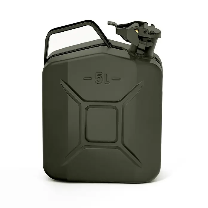 Oxid7 by BW Kraftstoffkanister 5 l, Benzinkanister, Bronzegrün -  - Dunkelolivgrüner 5-Liter-Metallkanister mit Griff und Ausguss.