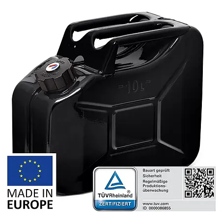 BW Kraftstoffkanister 10 l, Metall, Schraubverschluss, Schwarz