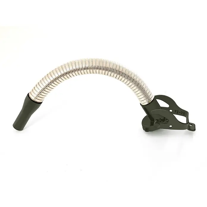 BW Ausgießer für Kanister 5/10/20 l, Flexrohr 20 mm Benzin, Bronzegrün -  - Flexibler Metall-Rippen-Kraftstoffkanisterausgießer mit dunkelgrünem Sockel und Düse.