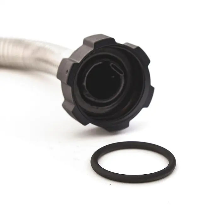 BW Ersatzdichtung Ausgießer für Kanister, Schraubverschl., 10 Stk. -  - Wellschlauch aus Metall mit schwarzer Kunststoffkappe und separatem schwarzem O-Ring.