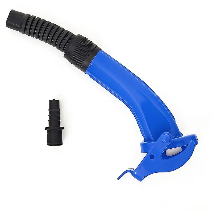 BW Kraftstoffkanister 10 l, Bajonett + Ausgießer, Blau, 3 Stk. -  - Blauer Kunststoff-Kraftstoffstutzen mit schwarzem flexiblem Schlauch und separatem schwarzem Adapter für Benzinkanister.