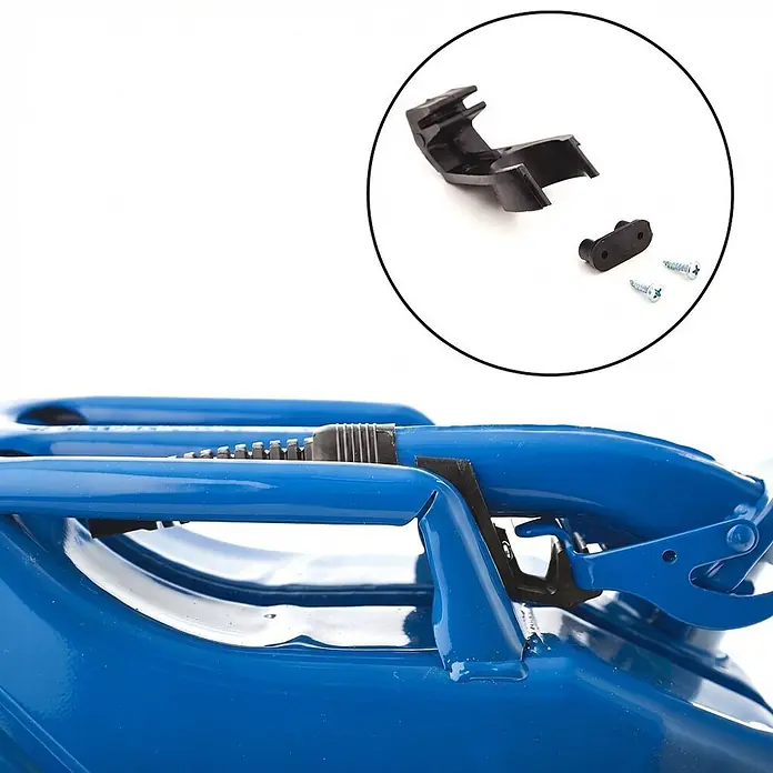 BW Kraftstoffkanister 10 l, Bajonett + Ausgießer, Blau, 3 Stk. -  - Blauer Kraftstoffkanister mit schwarzem Kunststoff-Ausgießerhalter und Clip mit Schrauben als Zubehör.
