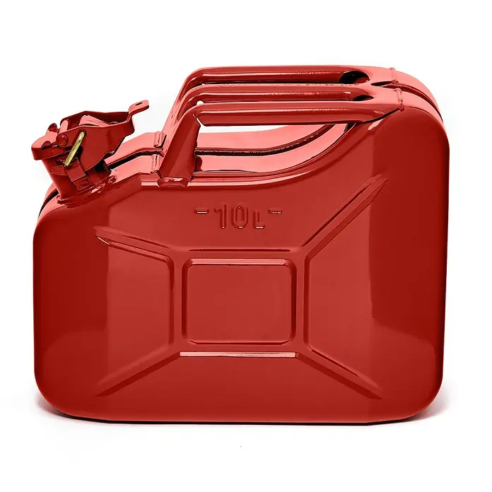 Oxid7 by BW Benzinkanister 10 l, Bajonett + Ausgießer, Rot, 5 Stk. -  - Roter 10-Liter-Metall-Benzinkanister zur Lagerung und Transport von Kraftstoff.
