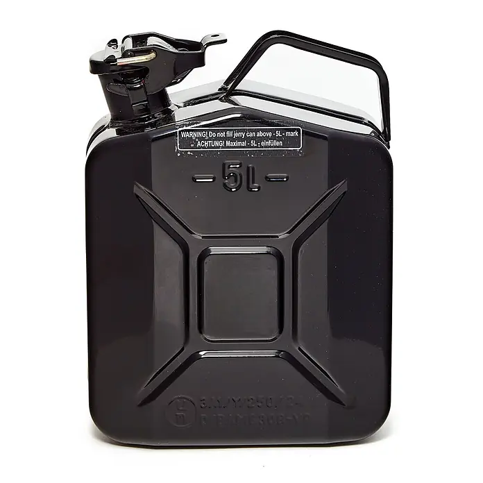 Oxid7 by BW Kraftstoffkanister 5 l, Benzinkanister, Schwarz, 3 Stk. -  - Schwarzer Metall-Kanister (5L) mit Tragegriff und Verschluss.