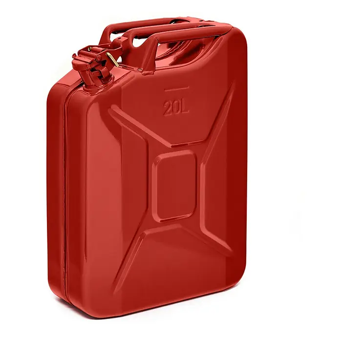 Oxid7 by BW Kraftstoffkanister 20 l, Benzinkanister, Rot, 2 Stk. -  - Ein roter Metall-Benzinkanister, wahrscheinlich für Kraftstoff, mit einer sichtbaren 20L-Kapazitätsmarkierung.