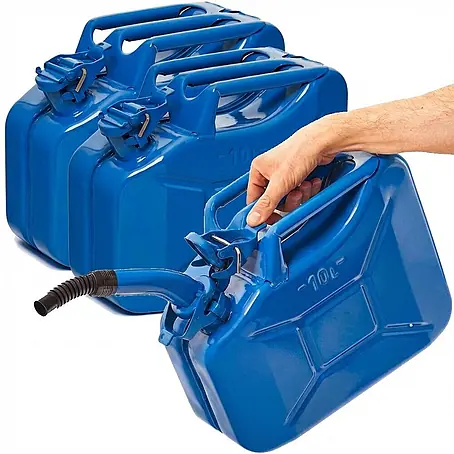 BW Kraftstoffkanister 10 l, Bajonett + Ausgießer, Blau, 3 Stk.