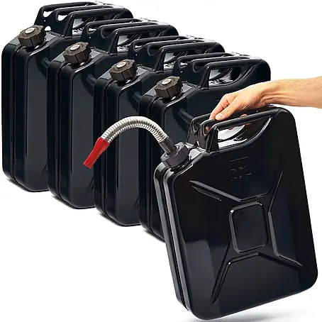 Oxid7 by BW Kraftstoffkanister 20 l + Ausgießer, Schwarz, 5 Stk.