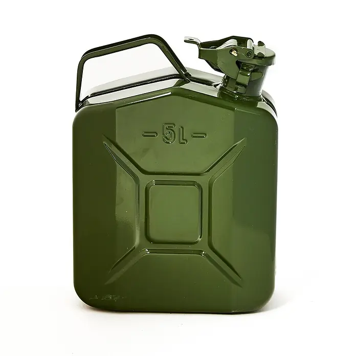 Oxid7 by BW Kraftstoffkanister 5 l, Benzinkanister, Olivgrün -  - Grüner 5-Liter-Metallkanister mit Griff und Auslaufverschluss.