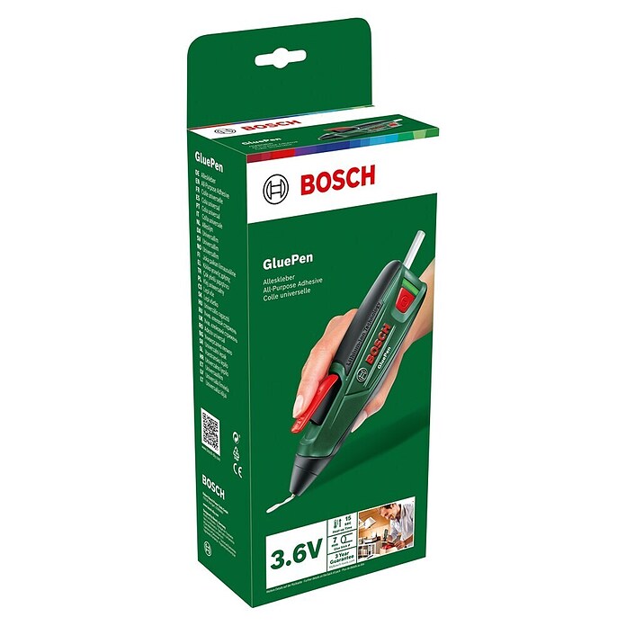 Bosch Akku-Heißklebestift GluePen (3,6 V, Li-Ionen, 1,5 Ah, Durchmesser Klebepatrone: 7 mm)