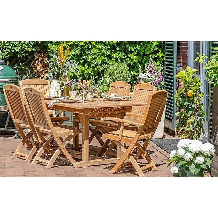 Teak Ausziehtisch 180 x 100 cm ausziehbar wetterfest und edel - 