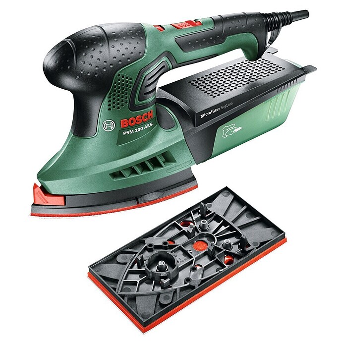 Bosch Multischleifer PSM 200 AES (200 W, Schwingzahl bei Nennlast: 6.000 – 26.000 U/min)