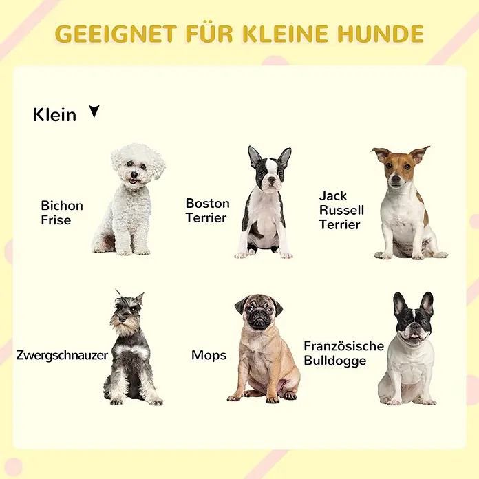 PawHut Hundehütte Orange 85,5L x 62B x 60H cm -  - Sechs kleine Hunderassen: Bichon Frise, Boston Terrier, Jack Russell Terrier, Zwergschnauzer, Mops, Französische Bulldogge.