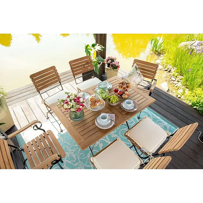 Teak Klapptisch 120 x 80 cm wetterfest edel für Balkon Terrasse Garten - 