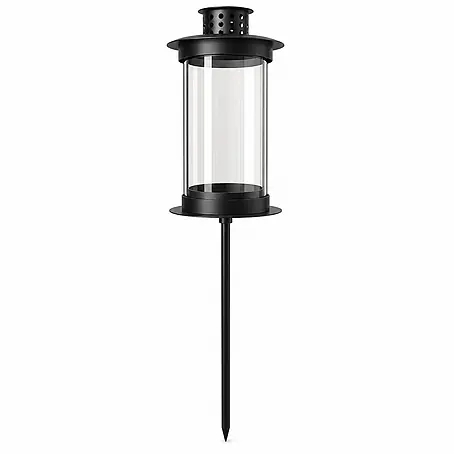 Grablaterne Linea mit Erdspieß, Ø10,5 cm, H 50 cm, Metall/Glas, Schwarz